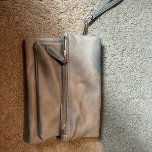 Silver Clutch with Wrist Strap